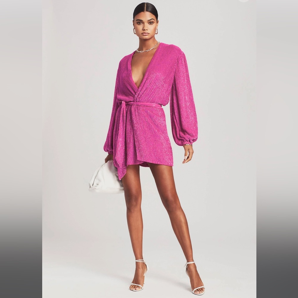 Retrofete Gabrielle Sequin hot pink dress . - Picture 5 of 10